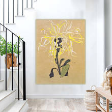 Kawish egon schiele "tecido amarelo crisântemo" arte de pintura a óleo tela figura de parede decoração para casa sala de estar decoração 2024 - compre barato