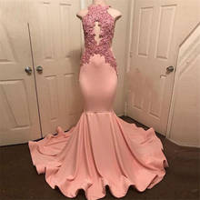 Halter Neck Sleeveless Robe De Soiree Party Dress Abiye Peach-Pink Mermaid Prom Gowns Lace Appliques Long Bridesmaid Formal 2024 - buy cheap