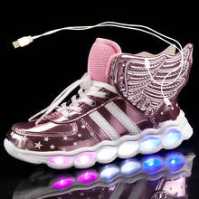 Детская обувь с подсветкой и крыльями; детская обувь с подсветкой; светящиеся кроссовки для мальчиков и девочек; модная обувь для мальчиков с usb-зарядкой; 25-37 2024 - купить недорого