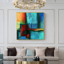 Pintura al óleo abstracta y colorida sobre lienzo, carteles e impresiones escandinavos, Cuadros, imágenes artísticas de pared para sala de estar 2024 - compra barato