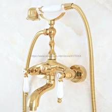 Torneira de banheira para parede, torneira de latão dourado para banheira, estilo telefone, conjunto de chuveiro para banheiro com ducha nnagatos 2024 - compre barato