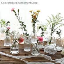 Nordic Transparent Glass Vase Golden Grid Cover Living Room Flower Arrangement Ikebana Decoration Desktop Hydroponic Plants Tool 2024 - compre barato