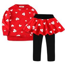 New Children Clothing Spring-autumn Long Sleeve Sweater Trousers Suit Girls printing Love Clothes Girls Two Piece Outfits 2-7Y 2024 - buy cheap