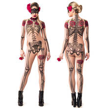 Cosplay Skull Skeleton Rose Jumpsuit Sexy High-necked Long Sleeve Cosplay Costume Elastic Slim Tight Halloween Bodysuit 2024 - buy cheap