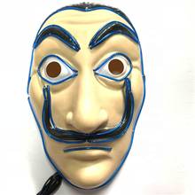 EL неоновая светодиодная маска EL Wire Glow Косплей Маска дали Payday декор для ночного клуба карнавальные светильник еся маски EL 2 # 2024 - купить недорого