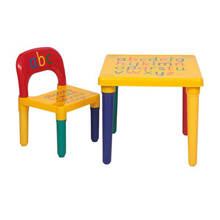 Plastic Children Letter Table Chair Set Including 1 Table 1 Chair Yellow & Red Durable and Non-toxic Suitable for Most Children 2024 - buy cheap