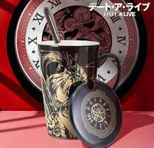 Anime DATE A LIVE Tokisaki Kurumi Retro Gold Stamping Ceramics Mug Cup Office Coffee Cup With Lid and Spoon Student Xmas Gift 2024 - buy cheap