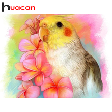 Huacan pintura diamante animal papagaio ponto cruz arte da parede broca cheia 5d diamante mosaico flores artesanal presente 2024 - compre barato