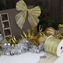N2085 63mm 2.5" Gold metallic ribbon with wired edges for gift packaging christmas decoration 25yards roll 2024 - buy cheap