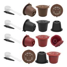 3Pcs Coffee Capsule Refillable Coffee Capsule Filter Cup Nespresso Machine Capsule Plastic Filter Cups Spoon Brush 2024 - купить недорого