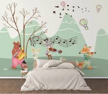 Bacal 3d wallpaper Hand painted modern green forest small animal concert children background decoration 3d wallpaper mural 2024 - buy cheap