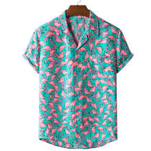 Flamingo Shirts Men Short Sleeve Print Casual Mens Aloha Shirt Beach Holiday Hawaiian Camisas Summer Brand Cosy Camisa 2022 - buy cheap