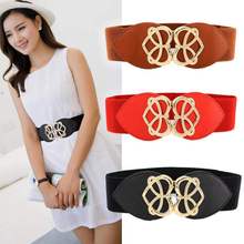 Women Bright Gold Heart Buckle Belts Elastic Waistband Black Red Camel Waist Belt Dress Adornment for Women Waistband 2024 - buy cheap