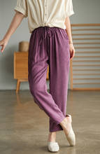 Pantalones largos de lino y algodón para mujer, pantalón elegante y clásico de alta calidad, material suave y transpirable, en oferta 2024 - compra barato
