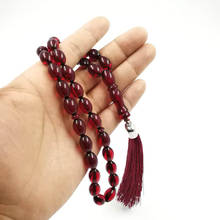 Tasbih pulseira de resina vermelha com 33 contas, bracelete muçulmano, joia islâmica, arábia, estilo popular na moda, loja misbaha 2024 - compre barato