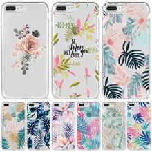 Funda de teléfono de moda Vintage con hojas tropicales, transparente y suave para iphone 5, 5s, 5c, se, 6, 6s, 7, 8, 11, 12 plus, mini, x, xs, xr pro max 2024 - compra barato