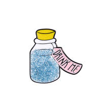 Булавка из сплава в виде бутылки дрифта, брошь в виде плавающей бутылки с голубыми золотыми точками, декоративный значок для сумки, подарок для друзей 2024 - купить недорого