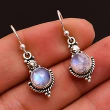 Pendientes colgantes Retro irregulares con incrustaciones de piedra acrílica para mujer, aretes colgantes de piedra lunar de arco iris, accesorios de Metal 2024 - compra barato