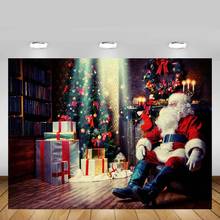 Mehofond-telón de fondo de Navidad para niños, regalos de Santa Claus, juguete de interior, retrato de fotografía para estudio fotográfico, fotófono 2024 - compra barato