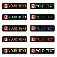 Bandeira canadense Canadá 10X2.5cm Bordado Nome Custom Text Stripes Patch emblema Iron On Ou o Apoio de Velcro Patches Para Roupas 2024 - compre barato
