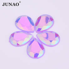 JUNAO 10*14mm Purple AB Drop Rhinestones Acrylic Crystal Stones Flatback Strass Applique Glue on Gems For Jewelry Crafts Clothes 2024 - buy cheap