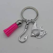 New fashion tassel fish hook fishing keychain key ring fish hook tassel jewelry father's day gift 2024 - buy cheap