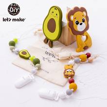 Let's Make Baby Toys Pacifier Chain Cartoon Animal Lion Fox Silicone Holder For Nipples Personalized Pacifier Clip Baby Teether 2024 - buy cheap