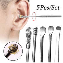 Limpiador de cera de acero inoxidable para los oídos, cureta, limpiador de oreja, cuchara para el cuidado de los oídos, herramientas de limpieza, 5 uds. 2024 - compra barato