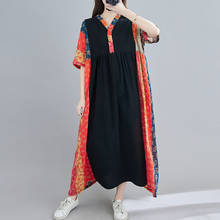Vestido de verano de lino y algodón para mujer, prenda de una pieza, talla grande 4XL, 5XL, 6XL, Estilo Vintage 2024 - compra barato