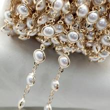 Bolsa de pendientes hecha a mano de cobre chapado en oro Real, cadena de perlas de plástico, accesorios para fabricación de joyas DIY, retención de Color 2024 - compra barato
