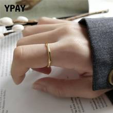 Ypay anéis de abertura de bambu banhados a ouro para mulheres, prata esterlina 925 genuína, anel de dedo ajustável, joia ymr855 2024 - compre barato