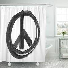 Watercolor Abstract Black Brush Strokes Paint Peace Sign Artistic Shower Curtain Waterproof Fabric 72 x 72 Inches Set with Hooks 2024 - купить недорого