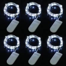 6 pacotes de luzes de fadas operadas por bateria, 2m, 20leds, luzes brancas de lâmpadas estreladas, para fantasia, casamento, festa de páscoa