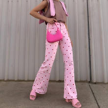 Брюки женские узкие розовые в стиле 90-х, с высокой талией и карманами, Y2K 2024 - купить недорого