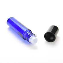 Botella de vidrio azul Roll On vacía para Perfume, botella de aceite esencial con tapa de plástico negro, Mini muestra, 1 unidad, 10ml 2024 - compra barato