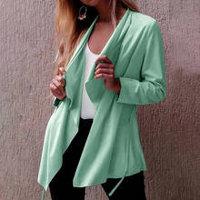 Jaqueta feminina manga comprida, casaco feminino liso gola virada f40 2024 - compre barato