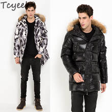 Tcyeek jaqueta de inverno roupas masculinas 2020 grosso quente 90% pato para baixo casaco de pele de guaxinim com capuz casaco streetwear casaco hiver l012 2024 - compre barato