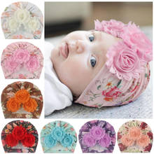 Gorro de bebé con lazo para niña, turbante, accesorios de fotografía infantil, gorro con estampado de flores, accesorios para bebé 2024 - compra barato