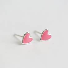 Pendientes de plata de ley 925 para mujer, aretes de corazón de amor rosa, aretes de plata esterlina a la moda, joyería de oreja de temperamento encantador 2024 - compra barato