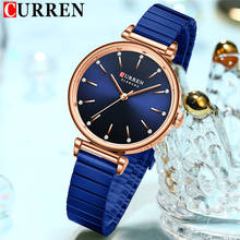 Часы CURREN женские наручные водонепроницаемые, брендовые Роскошные синие модные простые, с браслетом из нержавеющей стали, 9081 2024 - купить недорого