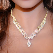 Conjunto de joias de cristal de zircão de luxo, charmoso, para noiva, romântico, moda de casamento, colar, varejo 2024 - compre barato