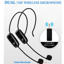 Microfone uhf dupla unidirecional, removível, sem fio, profissional, fone de ouvido, gancho de orelha, sistema para ensino, sala de aula 2024 - compre barato