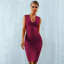 Seamyla Sexy Tank V Neck Women Dress Club Wear Party New Arrivals Midi Orange Wine Red Green Evening Lady Bandage Bodycon Dress 2024 - buy cheap