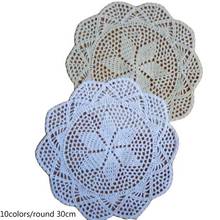 Vintage round lace cotton table place mat crochet coffee placemat pad Christmas drink coaster cup mug tea dining doily kitchen 2024 - buy cheap