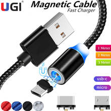 UGI-Cable magnético 2 en 1 de 360 °, Cable Micro USB tipo C, Cable largo trenzado, para Samsung Oneplus, Xiaomi, Huawei, Pixel, HTC 2024 - compra barato