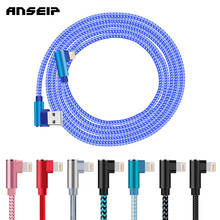 ANSEIP-Cable USB de carga rápida para iphone, Cable de datos de carga rápida de 3M, largo de nailon trenzado de ángulo recto para iphone 11 Pro Max X XR XS 2024 - compra barato