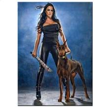 Doberman e mulher pintura diamante ponto cruz mosaico de diamante quadrado completo redondo broca bordado diamante 2019 quente 2024 - compre barato