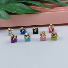 10pcs 8*11mm DIY Fashion 3D alloy enamel gift box charms for bracelet, metal dangle present box pendants earring jewelry making 2024 - buy cheap