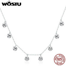 Colar wostu prata esterlina 925 brilhante, colar para mulheres, joia estilosa para presente de natal cqn299 2024 - compre barato
