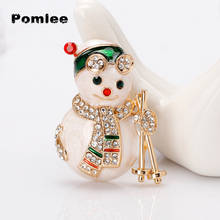 Pomlee Christmas Snowman Brooches for Women Rhinestone Inlay Fashion Jewelry Festival Brooch Good Gift Winter Coat Cap Pin 2024 - buy cheap